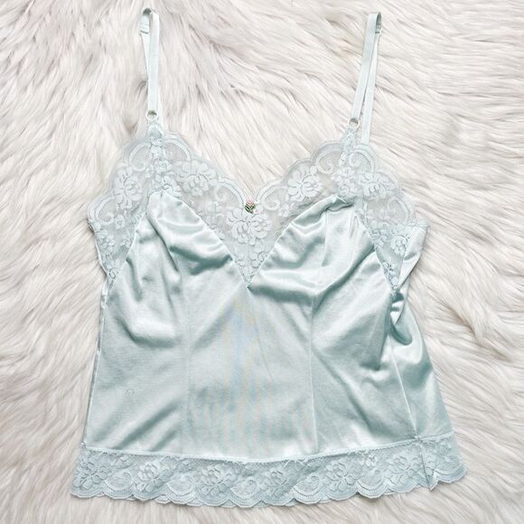 Maidenform Chantlilly Lace Slip Pajama Top Minty Light Blue Size XS - Picture 1 of 6